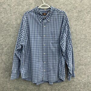 Route 66 Men’s Blue & White Plaid Long Sleeve Button-Down XLarge 100% Cotton